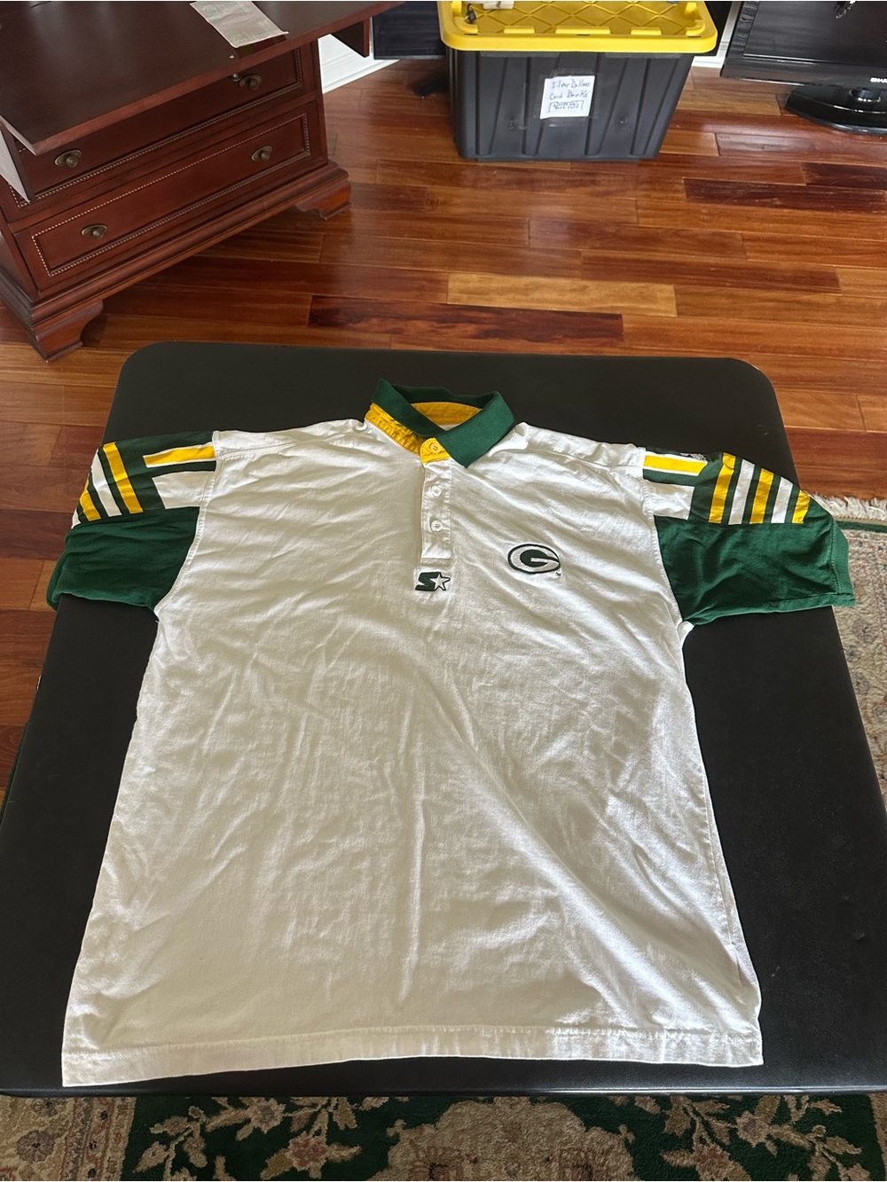 STARTER Pro Line White, Green & Yellow Green Bay Packers Polo Shirt Men’s Large